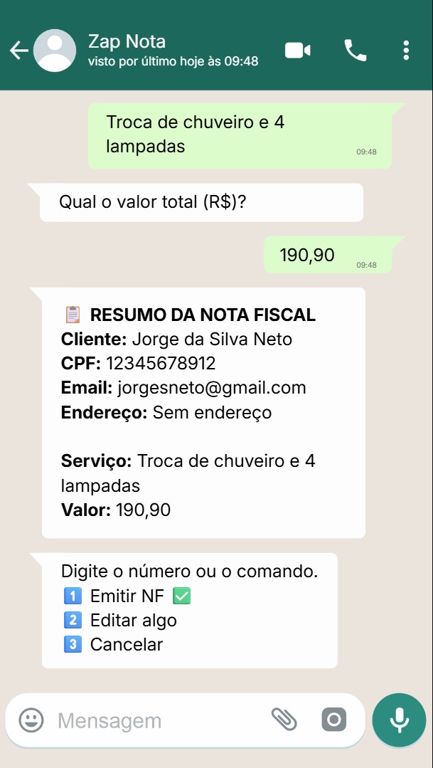 Tela 3 - Confirmação